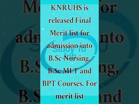 KNRUHS Is Released Final Merit List For Admission Into B.Sc Nursing ...