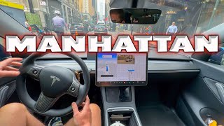 FSD BETA 11.4.4 DRIVING IN MANHATTAN , TIMES SQUARE. RAW VIDEO