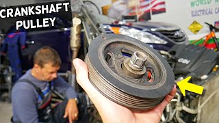 HYUNDAI SONATA CRANKSHAFT PULLEY BOLT REMOVAL, CRANKSHAFT PULLEY REPLACEMENT