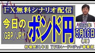 【FX】今日のポンド円 予想【5月16日(月)】毎朝更新 [ 2022年]｜勝ち組FXトレーダーを育成するYWCトレードロジック事業部：若尾 裕二｜