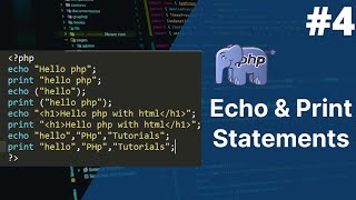 echo and print statement in php | php tutorial for beginners full - 4 | php tutorial | #php