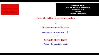 A Level IT 9626 November 2024 Paper 4 - Web Programming