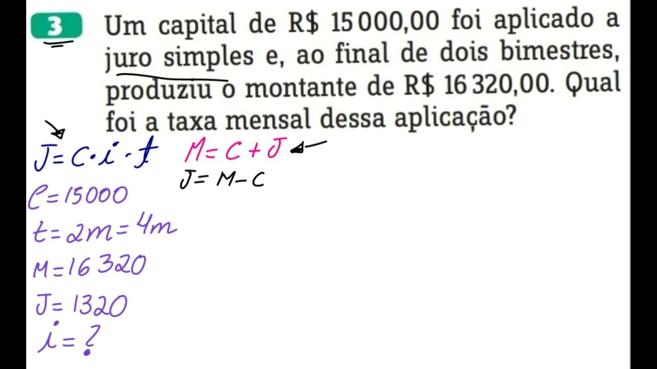 3- Um Capital De 15000 Reais Foi Aplicado A Juro Simples E Ao Final De ...