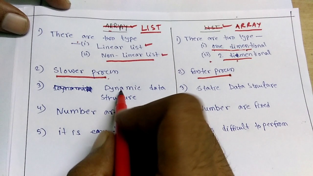 Difference Between Array And List||Data Structure - YouTube