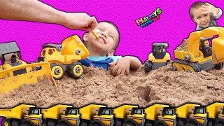 Construction Truck Toys at the Beach Playtime with Excavator Dump Truck Bulldozer