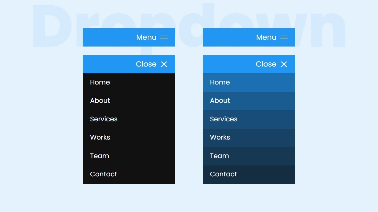 How To Create A Responsive Dropdown Navigation Bar | Dropdown Menu ...