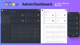 Admin Dashboard with Dark & Light mode | HTML CSS Javascript Bootstrap Jquery | Responsive | Free