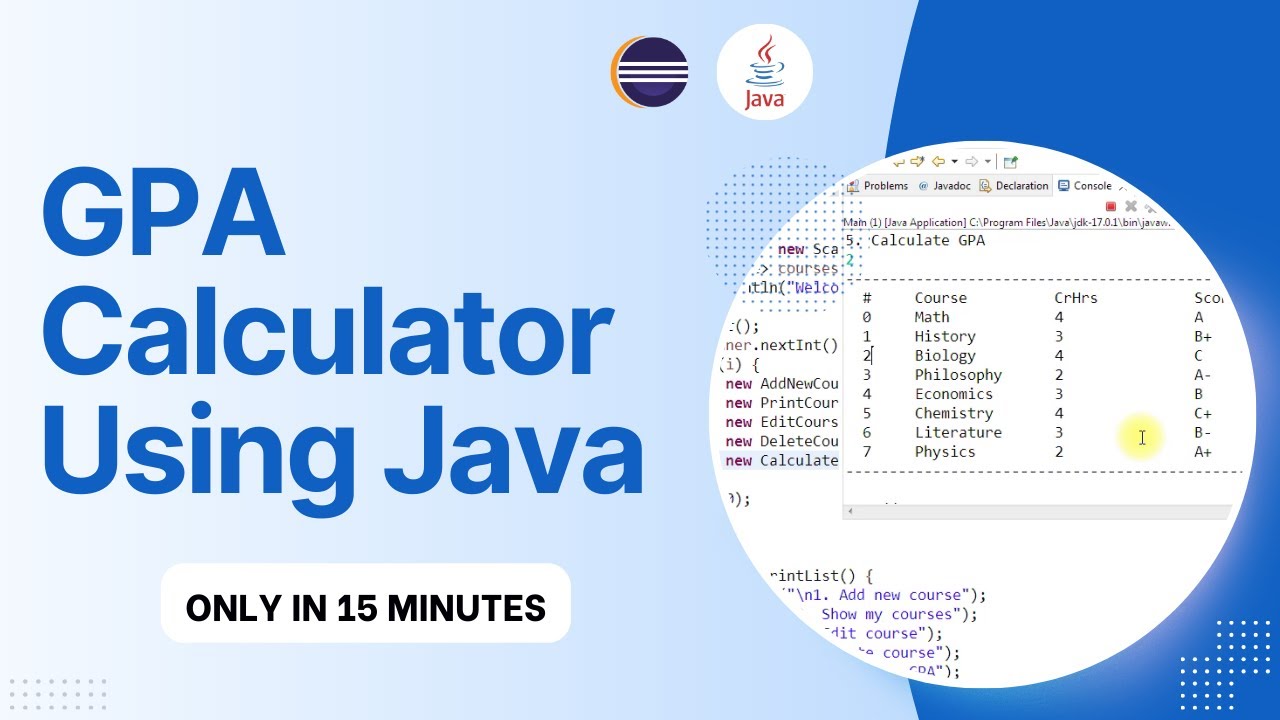 Gpa Calculator Using Java Full Project Youtube