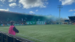 CELTIC FANS CELEBRATING AT THE FULL TIME WHISTLE AT THE Tony Macaroni Arena (LIVINGSTON 1-3 CELTIC)