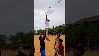 කොහොමද පොඩි බබා උඩ යන්න වගේ හදන්නෙ | boy flying kite | kite season | kite festival | #kite #sarungal