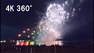 [4K 360°] 20220811 三国花火大会 音楽スターマイン＋尺玉＋二尺玉