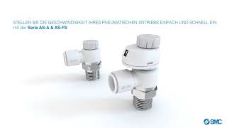 SMC Produktanimation: AS-A \u0026 AS-FS - Drosselrückschlagventil mit verriegelbarem Drehknopf