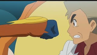 Professor Oak Dodging Infernape's Bullet Punch in Pokemon Journeys Episode 124