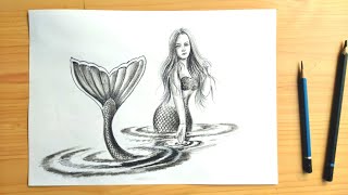 How to draw a mermaid | Pencil Shading Drawing