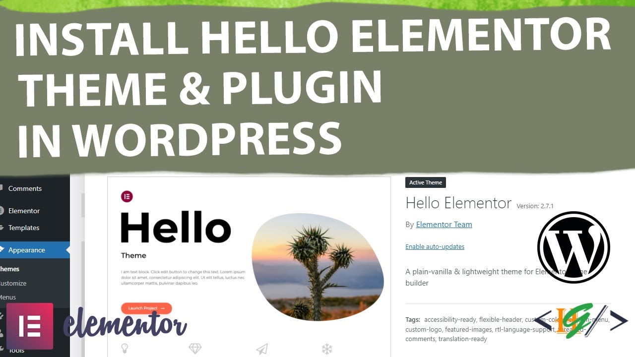 How To Install Hello Elementor Theme Elementor Plugin In Wordpress