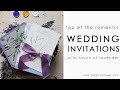 Lavender wedding invitations with modern calligraphy