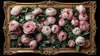 Indie Music for Relaxation 🎵 | Blush Peonies in a Golden Frame 🎀 | 4K Frame TV Art