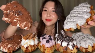 Eng) Cheat DayㅣCream Croffle MUKBANG🍩ㅣDessert eating sound✨ㅣCream Bread ASMRㅣEATING SHOW