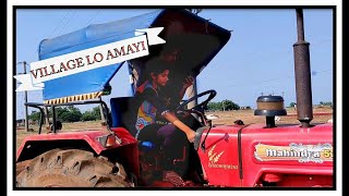 Villagelo Girl and 13yr old Boy Driving Tractor | Learn to drive tractor in telugu | Mahindra 575 DI