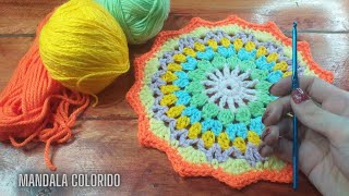 Mandala Colorido 🌈 Tejido en Crochet - Paso a Paso