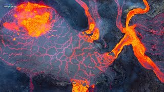 🔥ICELAND VOLCANO ERUPTION! EPIC LAVA FLOWS SPILLING ON ALL SIDES OF THE CRATER, AERIAL VIEW 2021