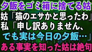 【スカッとする話】夕飯をゴミ箱に捨てる姑「猫のエサかと思ったわ」私「申し訳ありません、でも実は今日の夕飯…」ある事実を知った姑は絶句