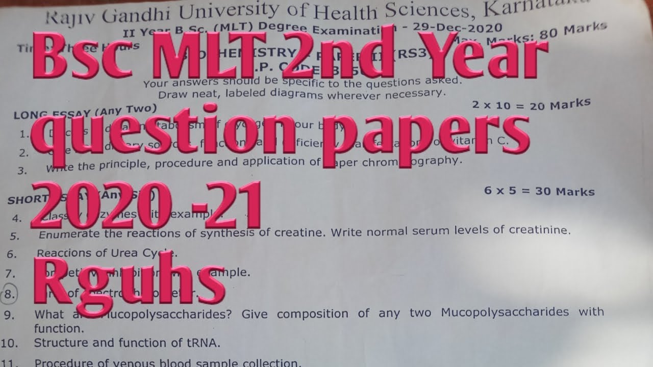 Bsc MLT 2nd Year Question Papers Of 2020-21 ,Rguhs #rguhs , 57% OFF