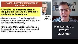 367 Lecture 2.1 The battle between Behaviorism and Cognitive Psychology