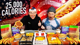 THE ULTIMATE ALL-AMERICAN FOOD CHALLENGE! | 25,000 Calories | Twins vs. Food