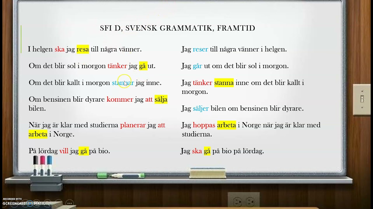 SFI D, Svensk Grammatik, Framtid. - YouTube