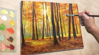 Acrylic Painting Autumn Forest