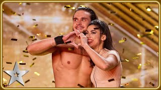 AERIAL ROLLER SKATE Duo Stardust score Simon Cowell's GOLDEN BUZZER | Auditions