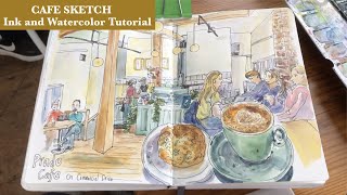 Urban Sketching Demo in a Cafe: 50-Minute On-Location Sketch With Ink and Watercolors