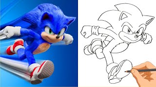 How to draw SONIC THE HEDGEHOG 2020 Sonic Run Fast