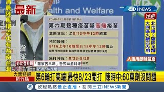 #iNEWS最新  第六輪將在8/16開始預約打高端！指揮官陳時中:60萬劑沒問題！│記者林昆慶│【台灣要聞。先知道】20210811│三立iNEWS