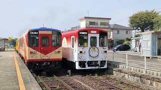 大三東駅で列車交換して諫早方面へ出発する、島原鉄道のカフェトレイン回送列車！