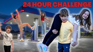 Last to Leave WORLD’S LARGEST Gas Station!! **24 Hour Challenge**