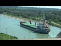 Ship GRETA C approaches Lock 3, seen from the Skyway, Welland Canal 2017