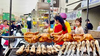 Cambodian street food - at Toul Pongro Market have  delicious roast chicken, duck, fish \u0026 more