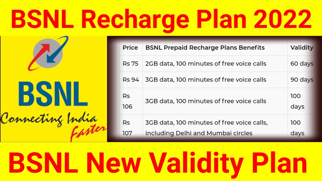 Bsnl Recharge Plan List 2022 Top Bsnl Validity Recharge Plan Bsnl
