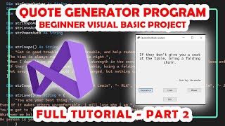 Quote Generator App - Visual Basic Coding Project Part 2 #visualbasic #visualstudiocode