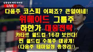 [MBN골드 신광섭 전문가] 다음주 코스피 어쩌죠? 큰일이네!위메이드 그룹주 하한가 대응전략카타르 월드컵 16강 보인다!찐 월드컵 수혜주 대공개!(다음주 테마일정 총정리!)