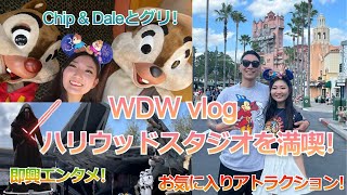 【WDW】ウォルト・ディズニー・ワールド ハリウッドスタジオvlog｜おすすめレストラン｜お気に入りキャラとグリーティング｜タワーオブテラー