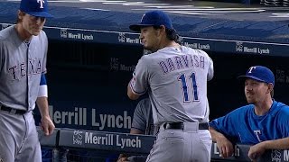 TEX@NYY: Darvish practices his home run swing