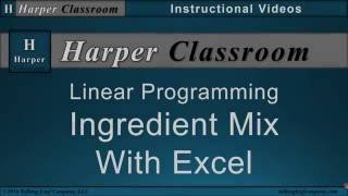 LP Ingredient Mix using Excel Solver | Dr. Harper's Classroom