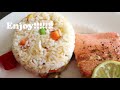 REPAS DE SAUMON CHAMPIGNON ET RIZ/ SALMON MUSHROOM AND RICE MEAL