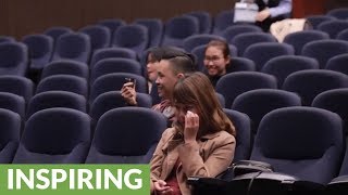 Epic surprise proposal during "film" in French cinema