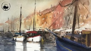 Painting a Harbor with Watercolor - LiveStream #146