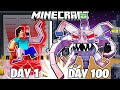 I Survived 100 Days in DOORS THE MINES in Minecraft!