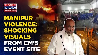 Violence Grips Manipur, Vandalism At CM Biren Singh's Event Site, Venue Set Ablaze